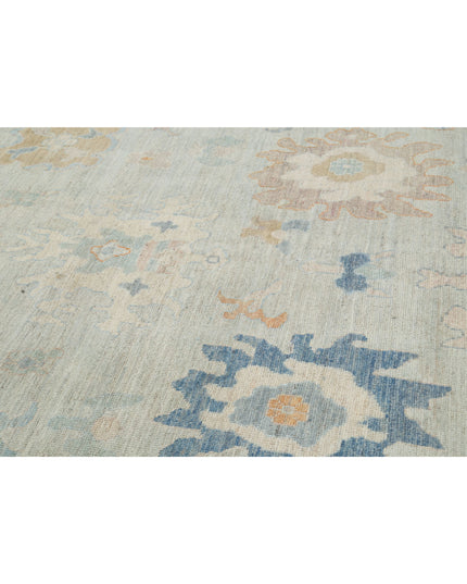 Oushak 10' 4" X 14' 2" Hand Knotted Wool Rug 10' 4" X 14' 2" (315 X 432) / Blue / Wool