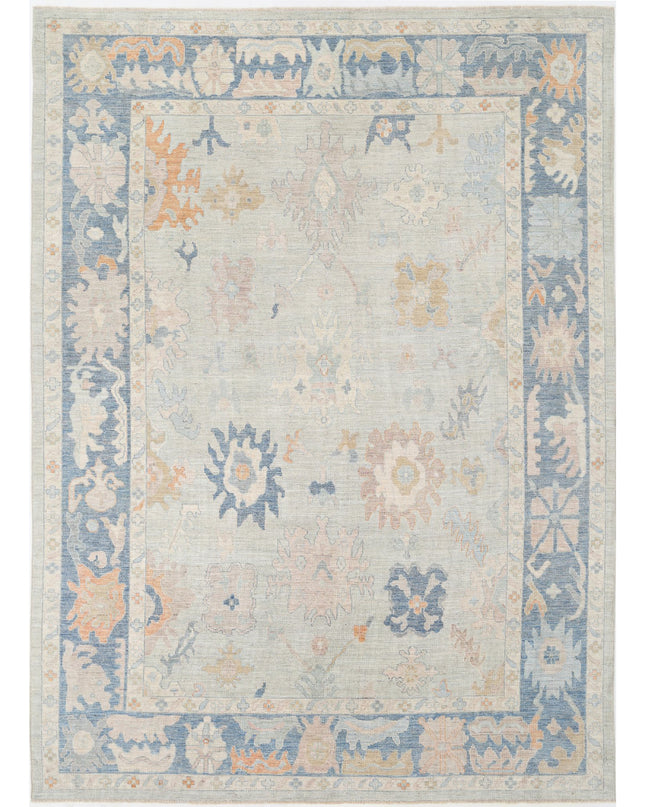 Oushak 10' 4" X 14' 2" Hand Knotted Wool Rug 10' 4" X 14' 2" (315 X 432) / Blue / Wool