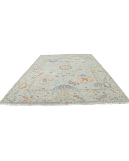 Oushak 10' 2" X 14' 0" Hand Knotted Wool Rug 10' 2" X 14' 0" (310 X 427) / Blue / Wool