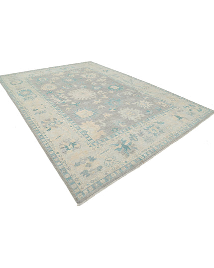 Oushak 9' 9" X 13' 7" Hand Knotted Wool Rug 9' 9" X 13' 7" (297 X 414) / Grey / Wool