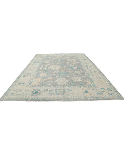 Oushak 9' 9" X 13' 7" Hand Knotted Wool Rug 9' 9" X 13' 7" (297 X 414) / Grey / Wool