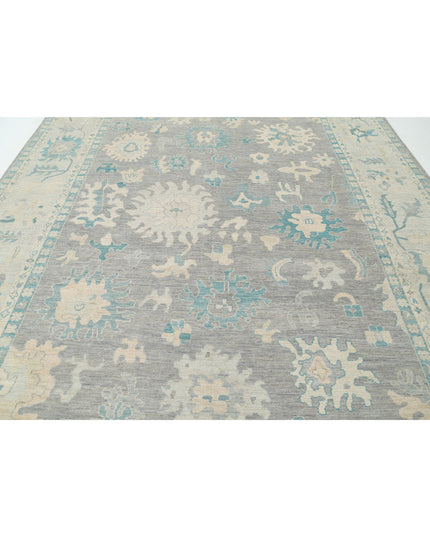 Oushak 9' 9" X 13' 7" Hand Knotted Wool Rug 9' 9" X 13' 7" (297 X 414) / Grey / Wool