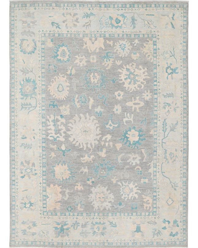 Oushak 9' 9" X 13' 7" Hand Knotted Wool Rug 9' 9" X 13' 7" (297 X 414) / Grey / Wool