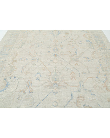 Oushak 9' 0" X 11' 11" Hand Knotted Wool Rug 9' 0" X 11' 11" (274 X 363) / Silver / Wool