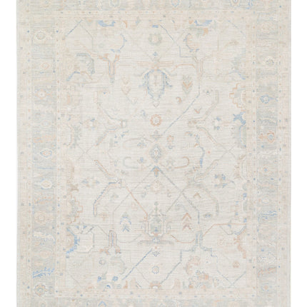 Oushak 9' 0" X 11' 11" Hand Knotted Wool Rug 9' 0" X 11' 11" (274 X 363) / Silver / Wool
