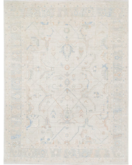 Oushak 9' 0" X 11' 11" Hand Knotted Wool Rug 9' 0" X 11' 11" (274 X 363) / Silver / Wool