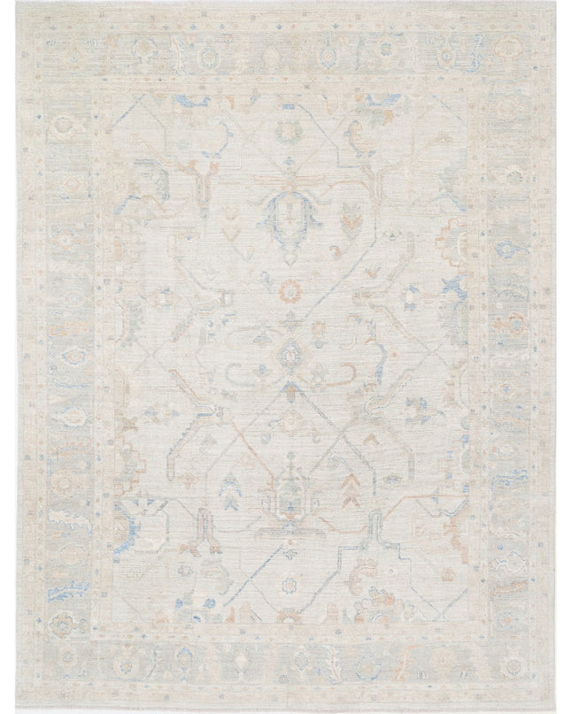 Oushak 9' 0" X 11' 11" Hand Knotted Wool Rug 9' 0" X 11' 11" (274 X 363) / Silver / Wool