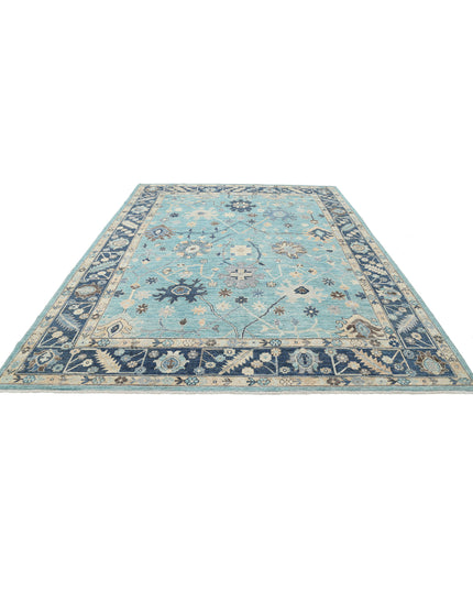 Oushak 8' 11" X 12' 1" Hand Knotted Wool Rug 8' 11" X 12' 1" (272 X 368) / Green / Wool