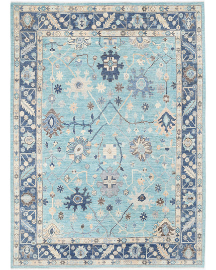 Oushak 8' 11" X 12' 1" Hand Knotted Wool Rug 8' 11" X 12' 1" (272 X 368) / Green / Wool