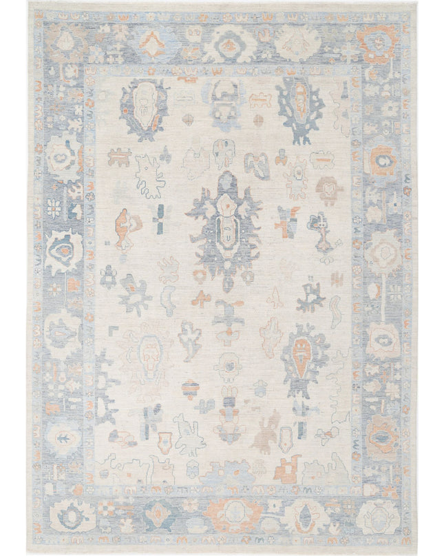 Oushak 9' 10" X 13' 8" Hand Knotted Wool Rug 9' 10" X 13' 8" (300 X 417) / Ivory / Wool