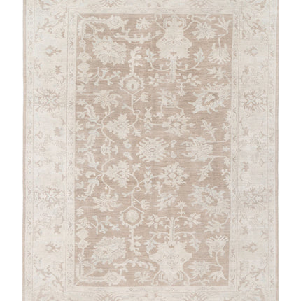 Oushak 8' 7" X 11' 11" Hand Knotted Wool Rug 8' 7" X 11' 11" (262 X 363) / Brown / Wool