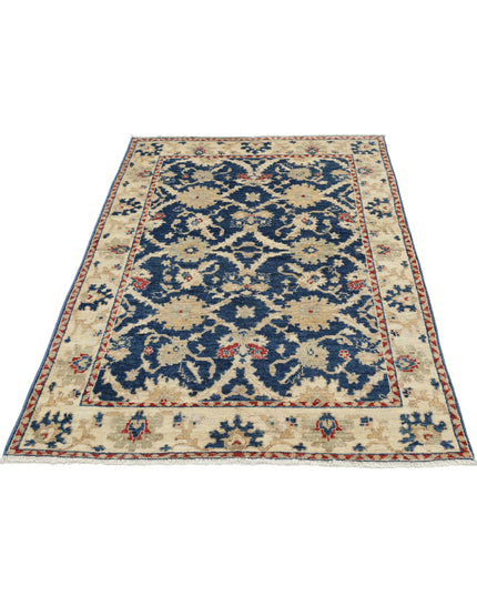 Oushak 4' 1" X 5' 10" Hand Knotted Wool Rug 4' 1" X 5' 10" (124 X 178) / Blue / Wool