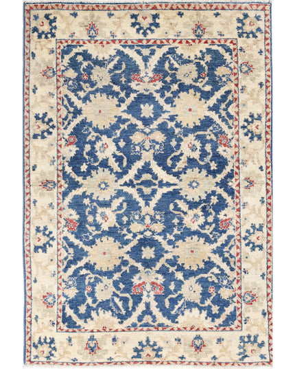 Oushak 4' 1" X 5' 10" Hand Knotted Wool Rug 4' 1" X 5' 10" (124 X 178) / Blue / Wool