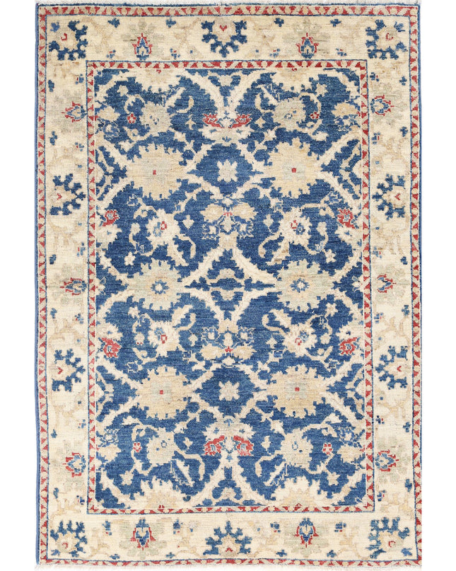Oushak 4' 1" X 5' 10" Hand Knotted Wool Rug 4' 1" X 5' 10" (124 X 178) / Blue / Wool