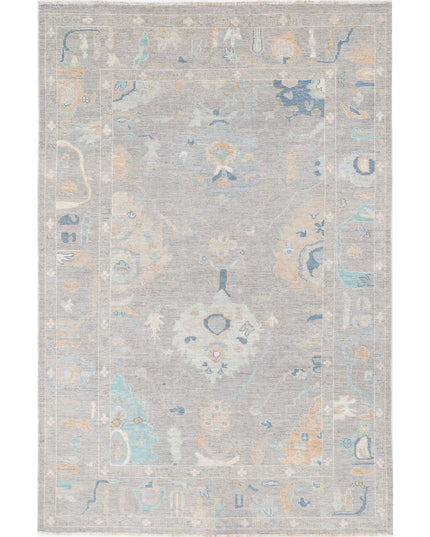 Oushak 5' 11" X 8' 1" Hand Knotted Wool Rug 5' 11" X 8' 1" (180 X 246) / Brown / Wool