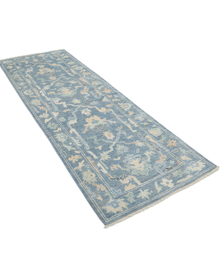Oushak 3' 3" X 9' 6" Hand Knotted Wool Rug 3' 3" X 9' 6" (99 X 290) / Blue / Wool