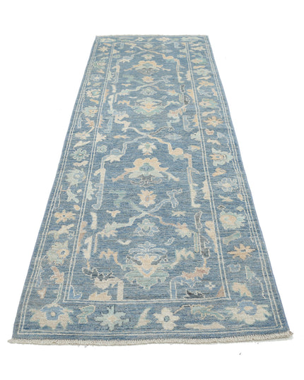 Oushak 3' 3" X 9' 6" Hand Knotted Wool Rug 3' 3" X 9' 6" (99 X 290) / Blue / Wool