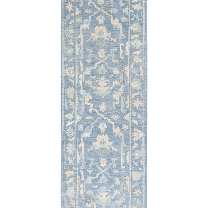 Oushak 3' 3" X 9' 6" Hand Knotted Wool Rug 3' 3" X 9' 6" (99 X 290) / Blue / Wool