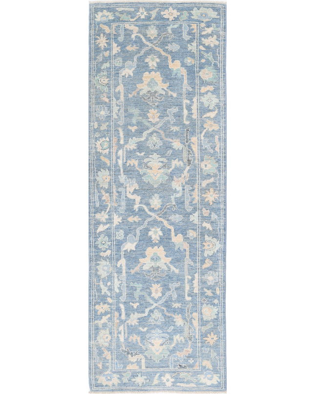Oushak 3' 3" X 9' 6" Hand Knotted Wool Rug 3' 3" X 9' 6" (99 X 290) / Blue / Wool