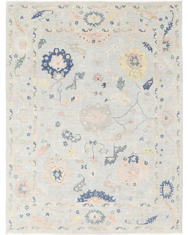 Oushak 9' 1" X 11' 9" Hand Knotted Wool Rug 9' 1" X 11' 9" (277 X 358) / Blue / Wool