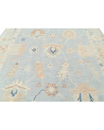 Oushak 10' 1" X 13' 11" Hand Knotted Wool Rug 10' 1" X 13' 11" (307 X 424) / Blue / Wool