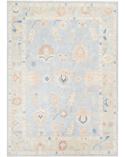 Oushak 10' 1" X 13' 11" Hand Knotted Wool Rug 10' 1" X 13' 11" (307 X 424) / Blue / Wool