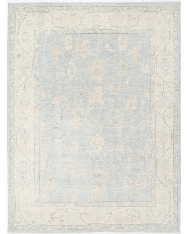Oushak 10' 3" X 13' 7" Hand Knotted Wool Rug 10' 3" X 13' 7" (312 X 414) / Blue / Wool