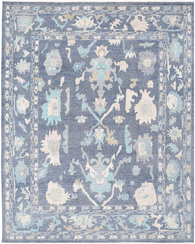 Oushak 11' 11" X 14' 10" Hand Knotted Wool Rug 11' 11" X 14' 10" (363 X 452) / Blue / Wool