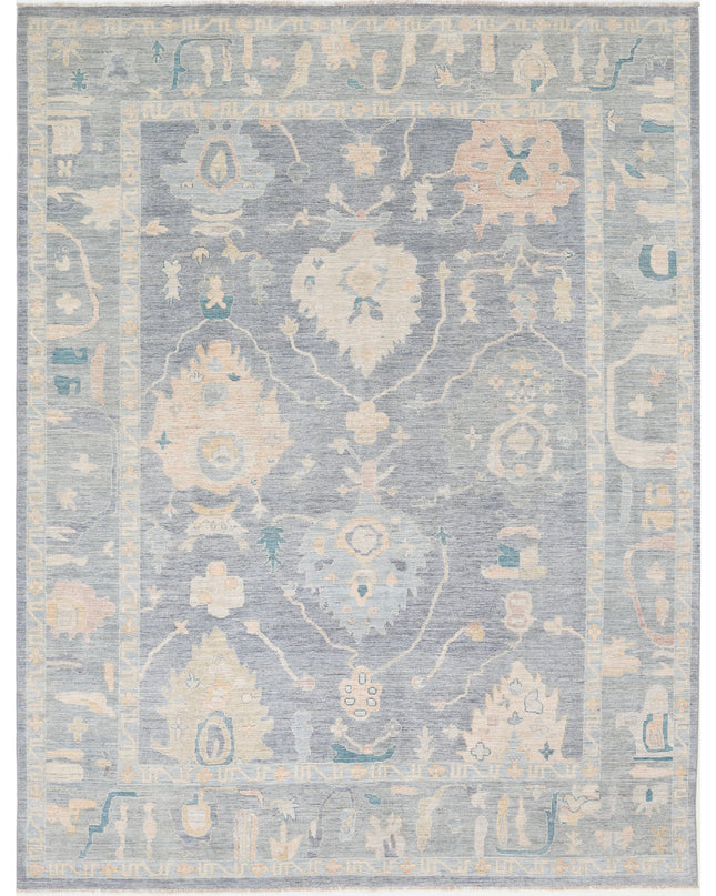Oushak 8' 11" X 11' 7" Hand Knotted Wool Rug 8' 11" X 11' 7" (272 X 353) / Blue / Wool