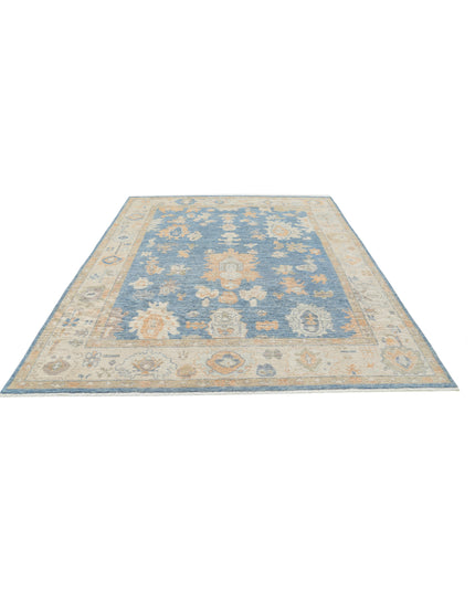 Oushak 7' 11" X 9' 10" Hand Knotted Wool Rug 7' 11" X 9' 10" (241 X 300) / Blue / Wool