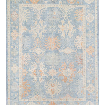 Oushak 8' 10" X 11' 8" Hand Knotted Wool Rug 8' 10" X 11' 8" (269 X 356) / Blue / Wool