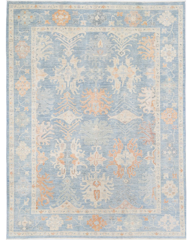 Oushak 8' 10" X 11' 8" Hand Knotted Wool Rug 8' 10" X 11' 8" (269 X 356) / Blue / Wool