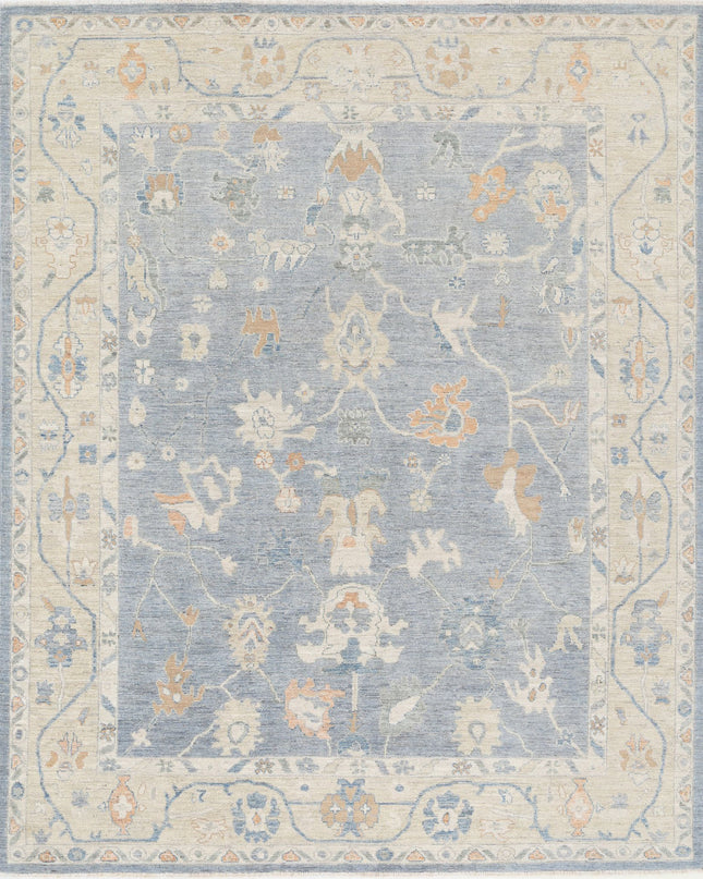 Oushak 8' 1" X 9' 11" Hand Knotted Wool Rug 8' 1" X 9' 11" (246 X 302) / Blue / Wool