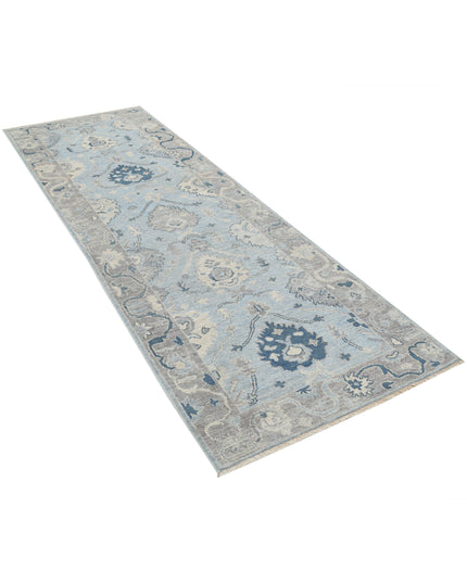 Oushak 3' 2" X 9' 7" Hand Knotted Wool Rug 3' 2" X 9' 7" (97 X 292) / Blue / Wool
