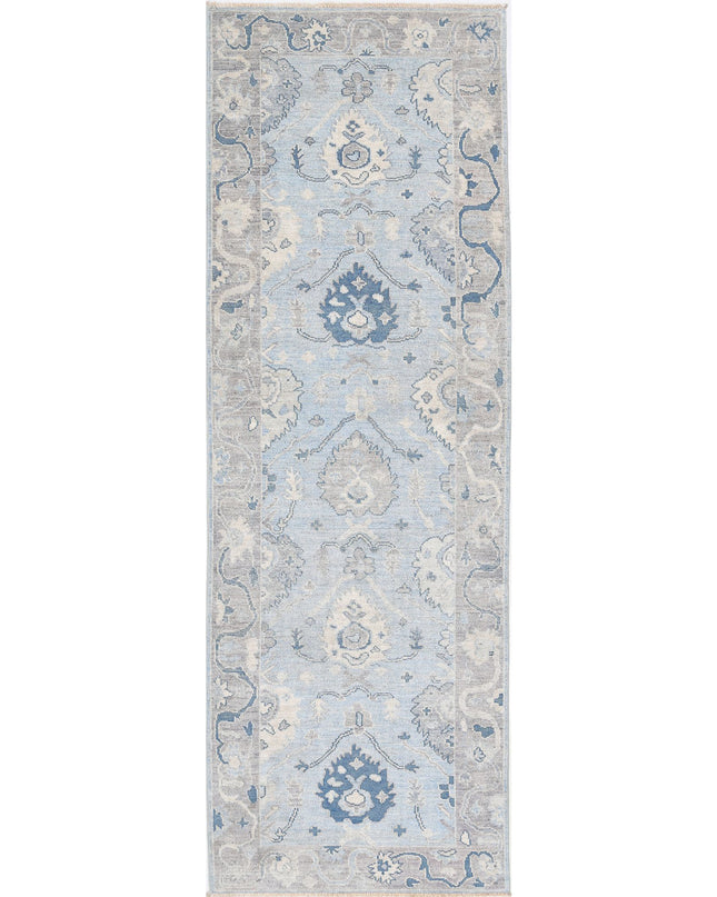 Oushak 3' 2" X 9' 7" Hand Knotted Wool Rug 3' 2" X 9' 7" (97 X 292) / Blue / Wool