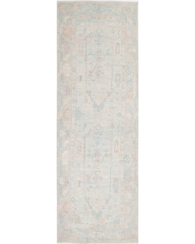 Oushak 4' 1" X 12' 6" Hand Knotted Wool Rug 4' 1" X 12' 6" (124 X 381) / Ivory / Wool