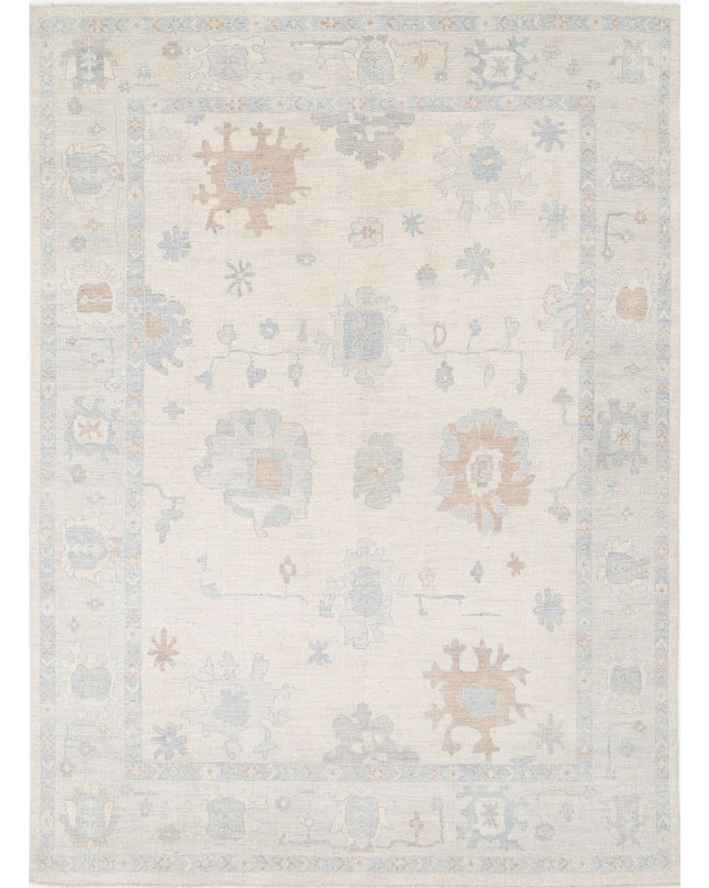 Oushak 9' 9" X 13' 4" Hand Knotted Wool Rug 9' 9" X 13' 4" (297 X 406) / Ivory / Wool