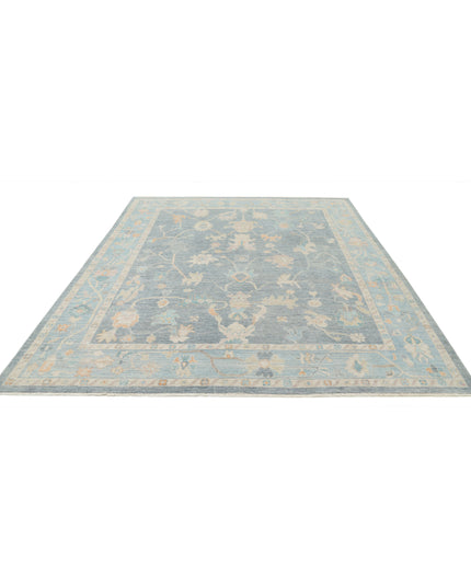 Oushak 8' 4" X 9' 11" Hand Knotted Wool Rug 8' 4" X 9' 11" (254 X 302) / Blue / Wool