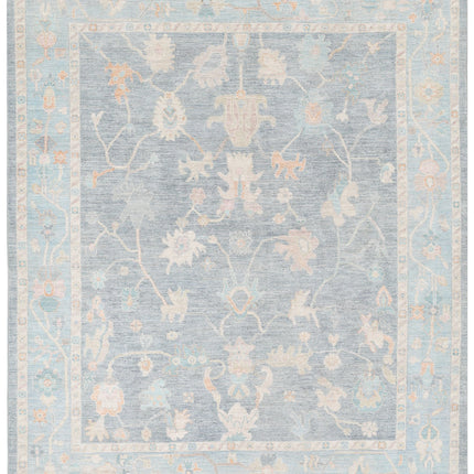Oushak 8' 4" X 9' 11" Hand Knotted Wool Rug 8' 4" X 9' 11" (254 X 302) / Blue / Wool