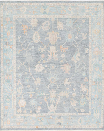 Oushak 8' 4" X 9' 11" Hand Knotted Wool Rug 8' 4" X 9' 11" (254 X 302) / Blue / Wool