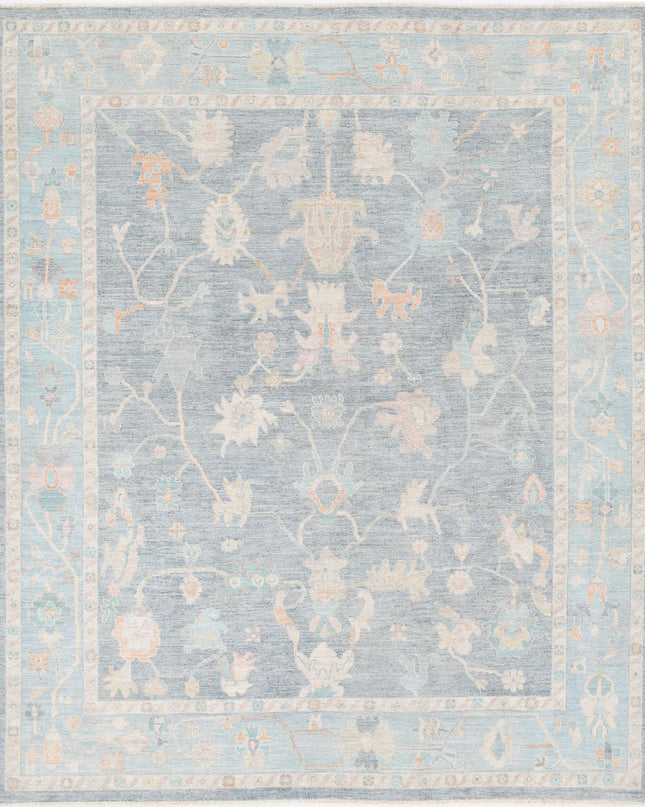 Oushak 8' 4" X 9' 11" Hand Knotted Wool Rug 8' 4" X 9' 11" (254 X 302) / Blue / Wool
