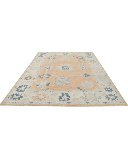 Oushak 8' 0" X 9' 10" Hand Knotted Wool Rug 8' 0" X 9' 10" (244 X 300) / Peach / Wool