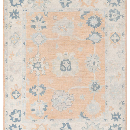 Oushak 8' 0" X 9' 10" Hand Knotted Wool Rug 8' 0" X 9' 10" (244 X 300) / Peach / Wool