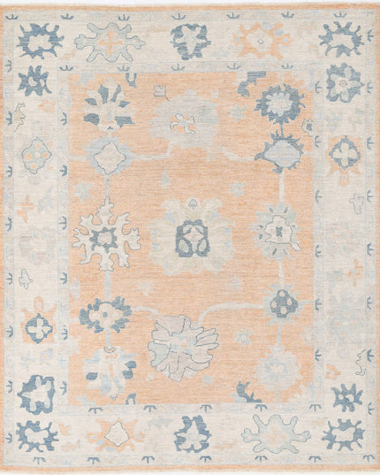 Oushak 8' 0" X 9' 10" Hand Knotted Wool Rug 8' 0" X 9' 10" (244 X 300) / Peach / Wool