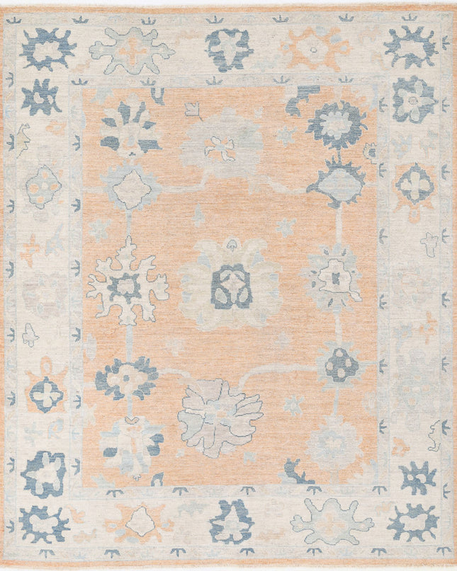 Oushak 8' 0" X 9' 10" Hand Knotted Wool Rug 8' 0" X 9' 10" (244 X 300) / Peach / Wool