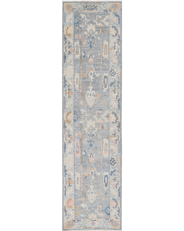 Oushak 3' 3" X 12' 4" Hand Knotted Wool Rug 3' 3" X 12' 4" (99 X 376) / Grey / Wool