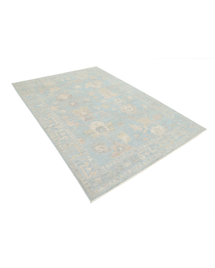 Oushak 6' 0" X 8' 10" Hand Knotted Wool Rug 6' 0" X 8' 10" (183 X 269) / Green / Wool