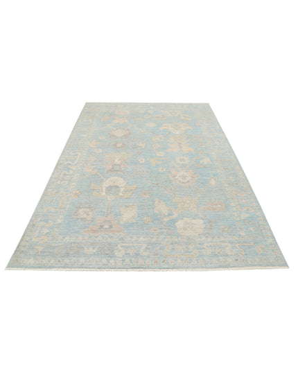Oushak 6' 0" X 8' 10" Hand Knotted Wool Rug 6' 0" X 8' 10" (183 X 269) / Green / Wool
