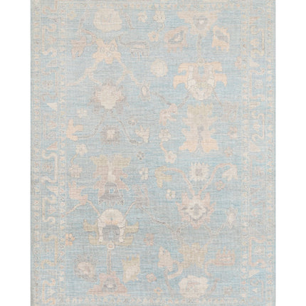 Oushak 6' 0" X 8' 10" Hand Knotted Wool Rug 6' 0" X 8' 10" (183 X 269) / Green / Wool