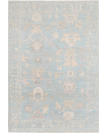 Oushak 6' 0" X 8' 10" Hand Knotted Wool Rug 6' 0" X 8' 10" (183 X 269) / Green / Wool